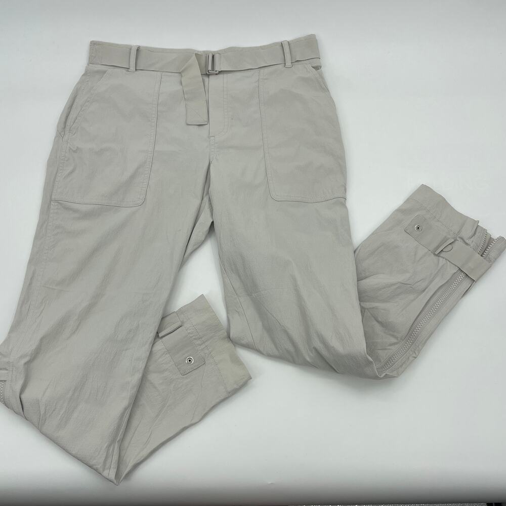 ATHLETA Trekkie Pant Belted Size 10 Rip Stop 2 Way Stretch Ankle Hiking Grey